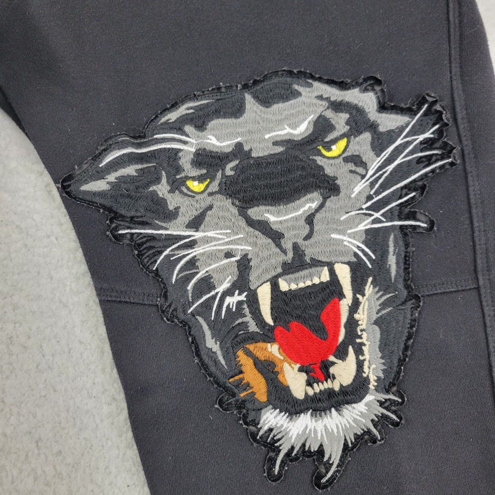 Robin's Jean Jogger Pants Mens XL Panther Embroidered Streetwear Zipper Pockets